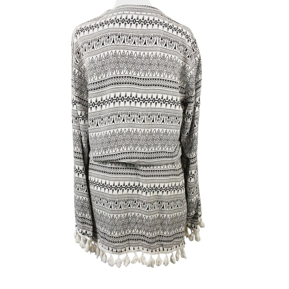 Blue Island Swim Cover Up, Size Medium, Black & White Print With White Pom Trim - Picture 4 of 16